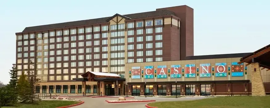 Resort building along open grounds
